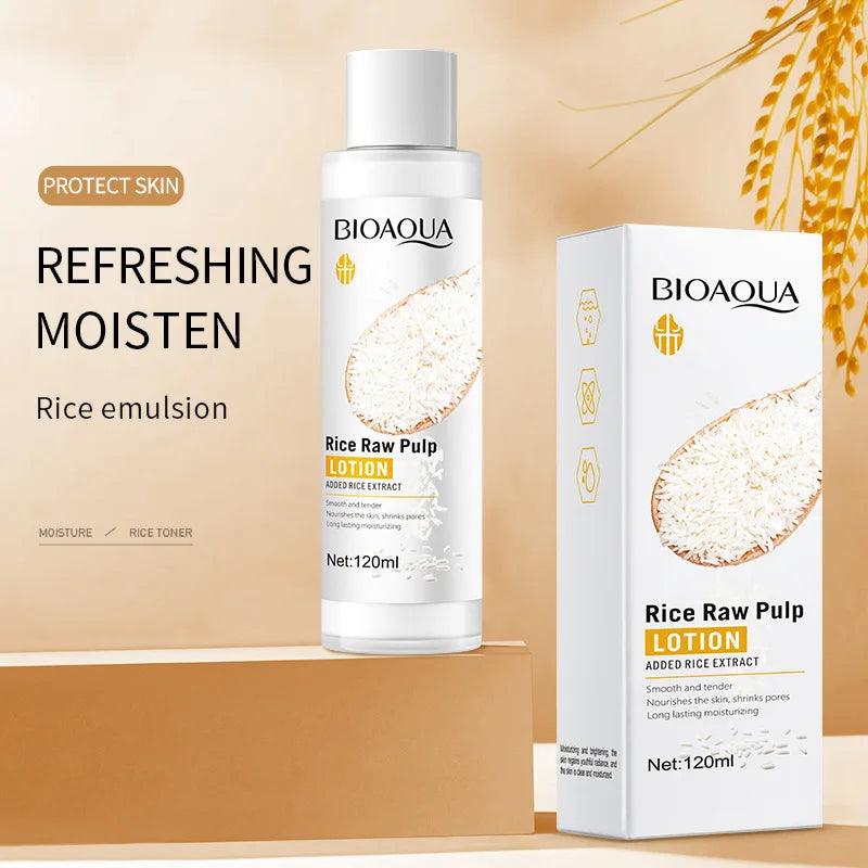 6pcs/set BIOAQUA Rice Raw Pulp Skin Care Sets Face Cream Serum Firming Moisturizing Facial Cleanser Toner Korean Face Care - AdrenalineZone